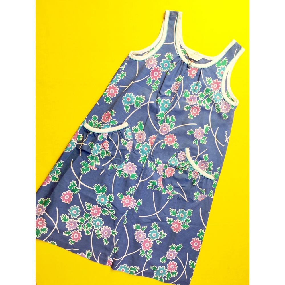 [VTG] Sleeveless Floral Zip-Front House Dress